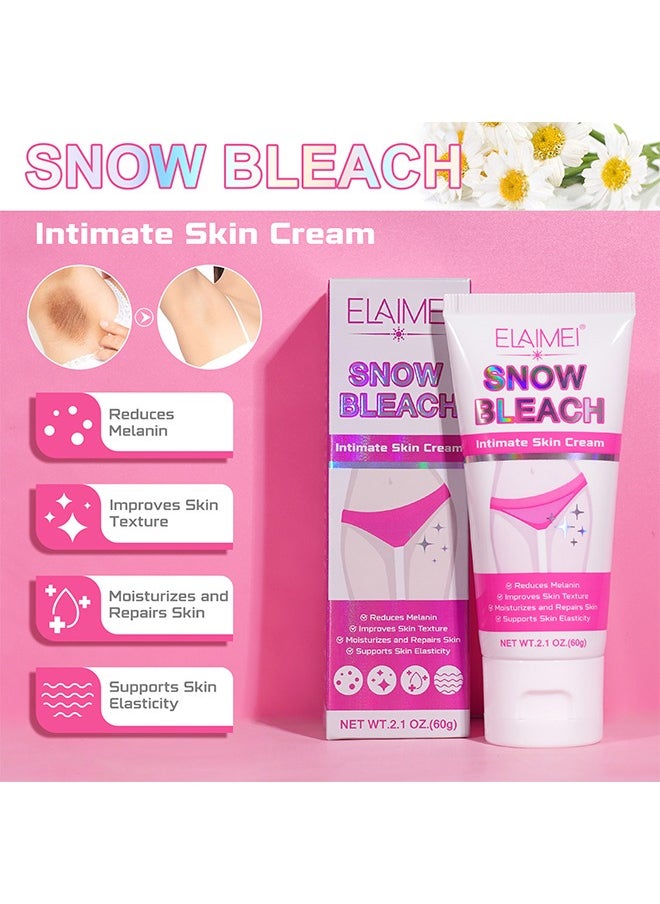 Elaimei Snow Bleach Intimate Skin Cream, For Dark Spot Remover For Body, Intimate Areas, Underarm, Neck, Armpit, Knees, Elbows, Dark Spot Remover Cream, Skin Lightening Bleaching Cream For Face And Body 60G  - Image 4