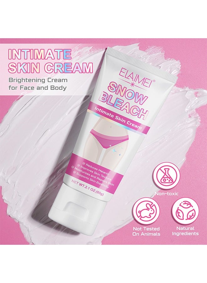 Elaimei Snow Bleach Intimate Skin Cream, For Dark Spot Remover For Body, Intimate Areas, Underarm, Neck, Armpit, Knees, Elbows, Dark Spot Remover Cream, Skin Lightening Bleaching Cream For Face And Body 60G  - Image 2