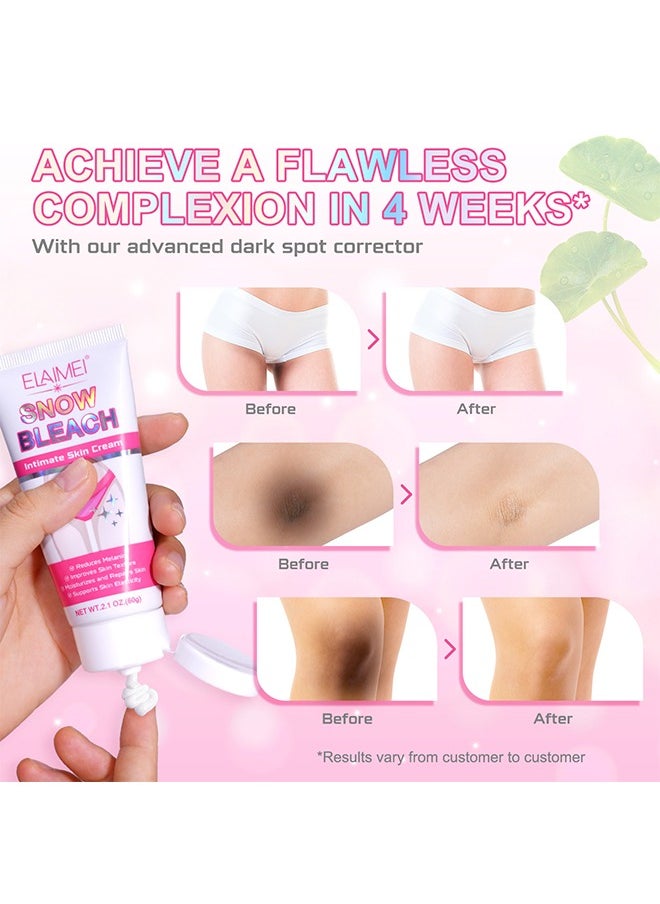 Elaimei Snow Bleach Intimate Skin Cream, For Dark Spot Remover For Body, Intimate Areas, Underarm, Neck, Armpit, Knees, Elbows, Dark Spot Remover Cream, Skin Lightening Bleaching Cream For Face And Body 60G  - Image 5