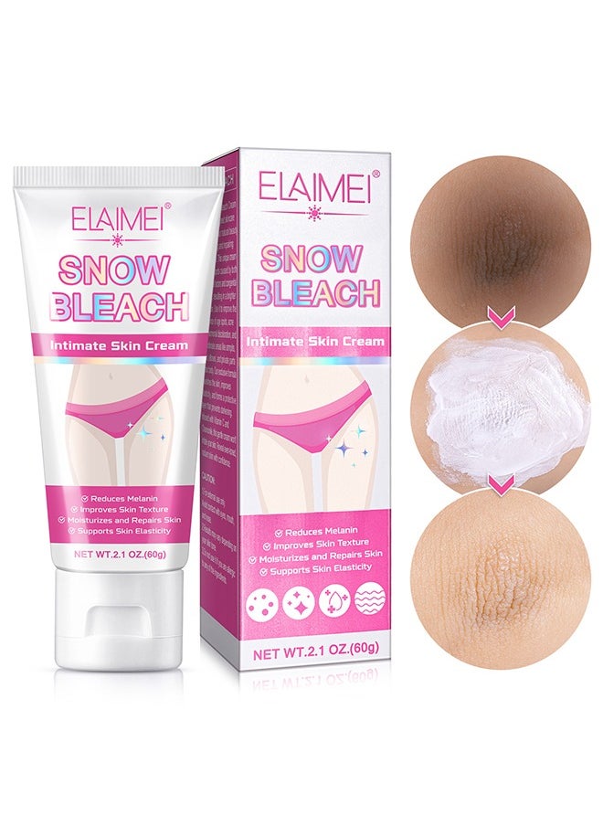 Elaimei Snow Bleach Intimate Skin Cream, For Dark Spot Remover For Body, Intimate Areas, Underarm, Neck, Armpit, Knees, Elbows, Dark Spot Remover Cream, Skin Lightening Bleaching Cream For Face And Body 60G  - Image 1