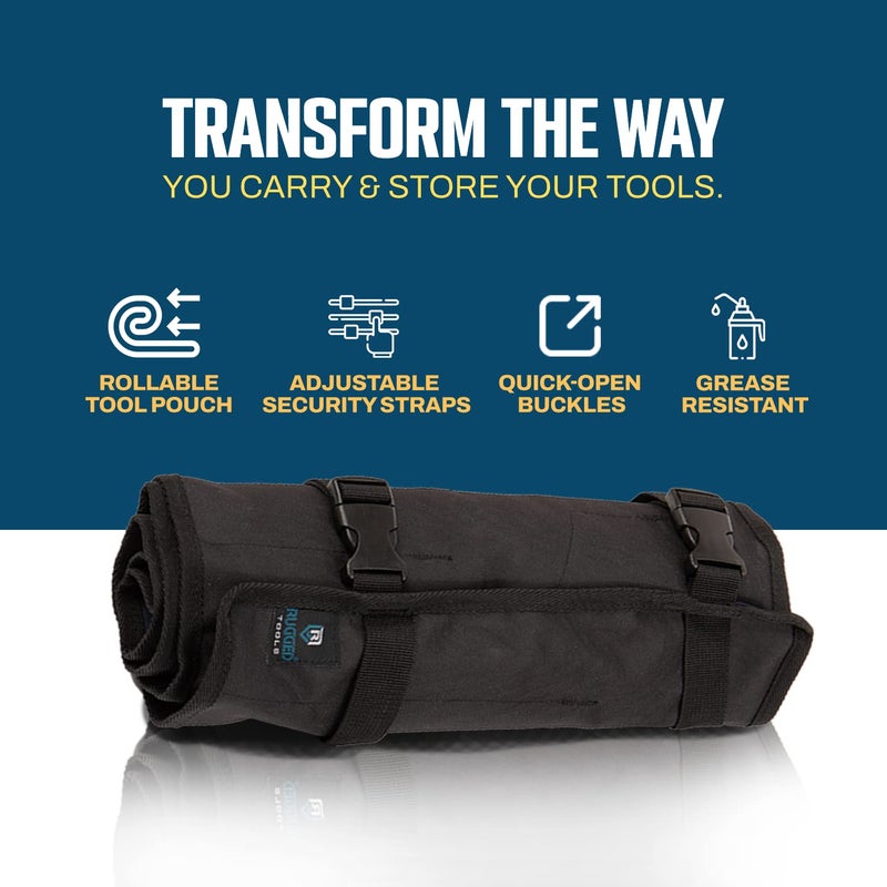 Rugged Tools Wrench Roll Up Pouch - Wrench Organizer & Tool Holder With SAE & Metric Labels - Image 4