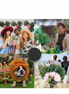 Y&D Palm Leaves Artificial Tropical Monstera 84 Pcs 6 Kinds Large and Small Green Fake Leaf Decorations with Stems for Jungle Party Table Decoration Wedding Birthday Theme  - Image 4