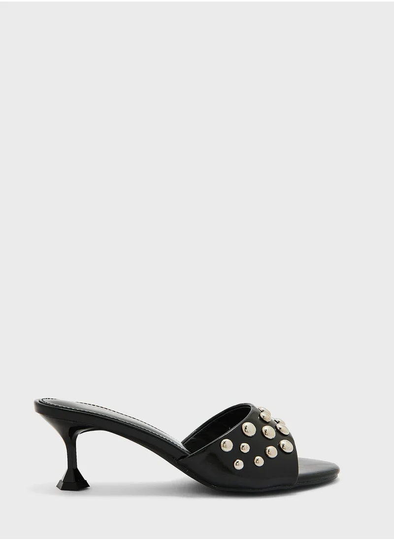 Ginger Stone-Embellished High Heel Mule