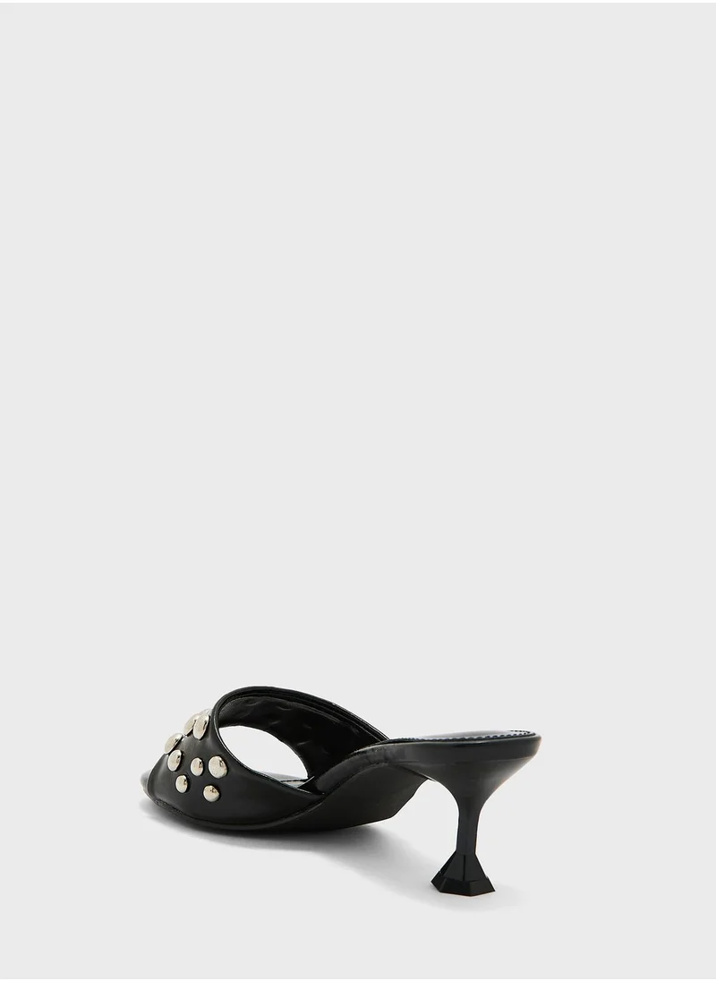 Ginger Stone-Embellished High Heel Mule