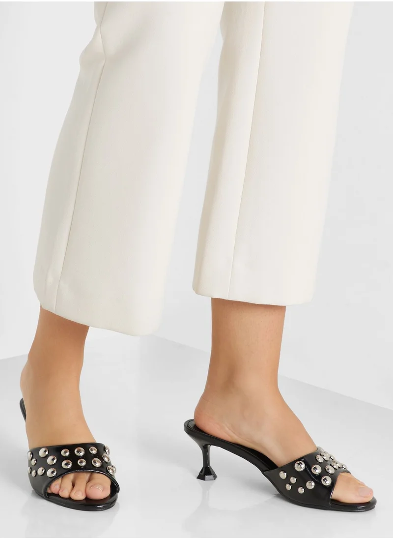 Ginger Stone-Embellished High Heel Mule