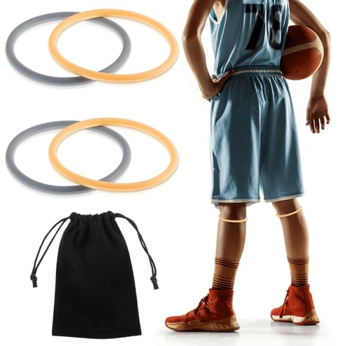 LLOUSSAK 4Pcs Patella Bands Basketball, Silicone Fine Knee Bands for Knee Pain, Elastic Patellar Tendon Support Strap, Fixed Leg Patella Band Knee Brace Rings for Jumpers Running Hiking Running - Image 1