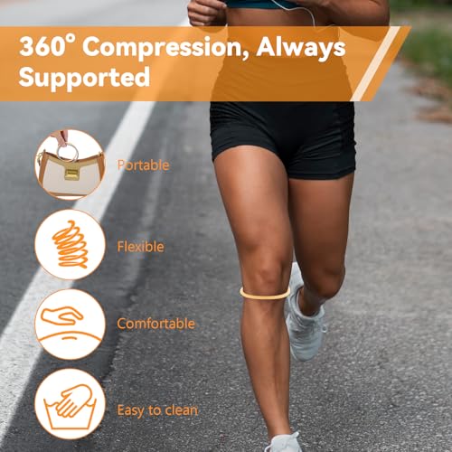 LLOUSSAK 4Pcs Patella Bands Basketball, Silicone Fine Knee Bands for Knee Pain, Elastic Patellar Tendon Support Strap, Fixed Leg Patella Band Knee Brace Rings for Jumpers Running Hiking Running - Image 3