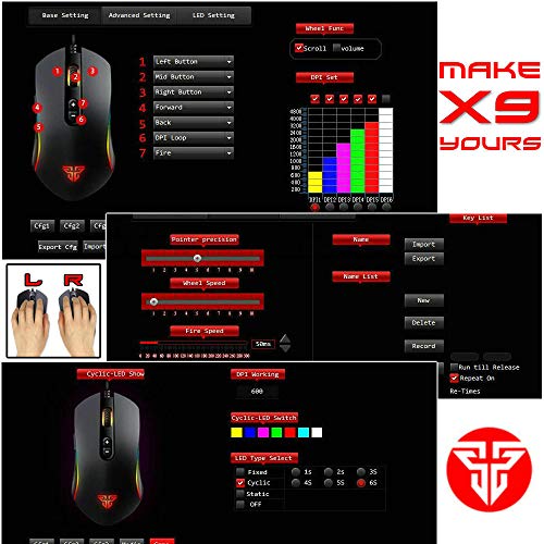 FANTECH Basic Wired Gaming Mouse X9, RGB 7 Macro Buttons Programmable True 4800 DPI Claw Grip Comfort Beginner Gaming Mouse for Window PC, Black - Image 5