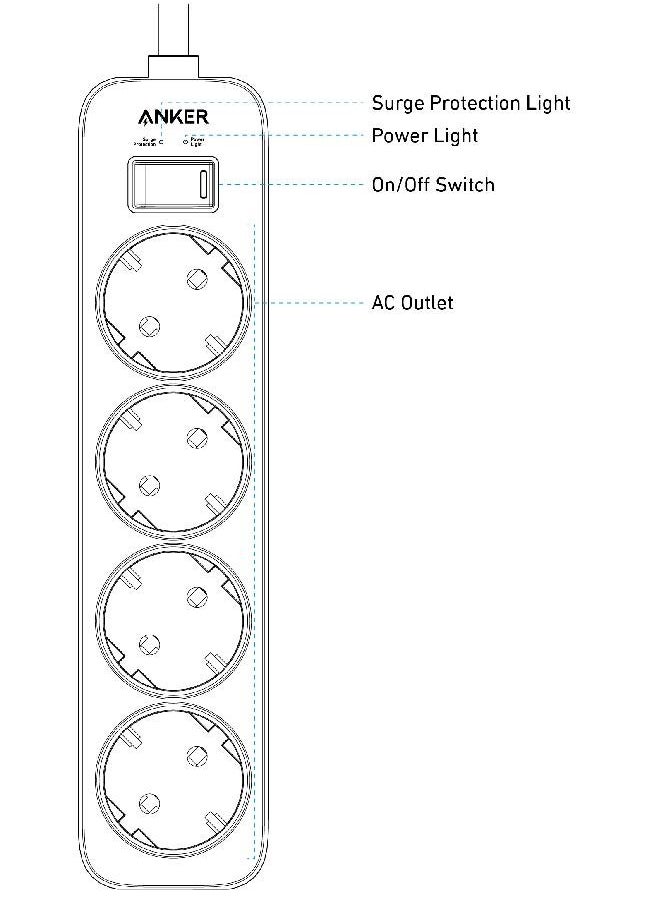 Anker Anker Power Strip (4-in-1), White | A9143L21  - Image 2
