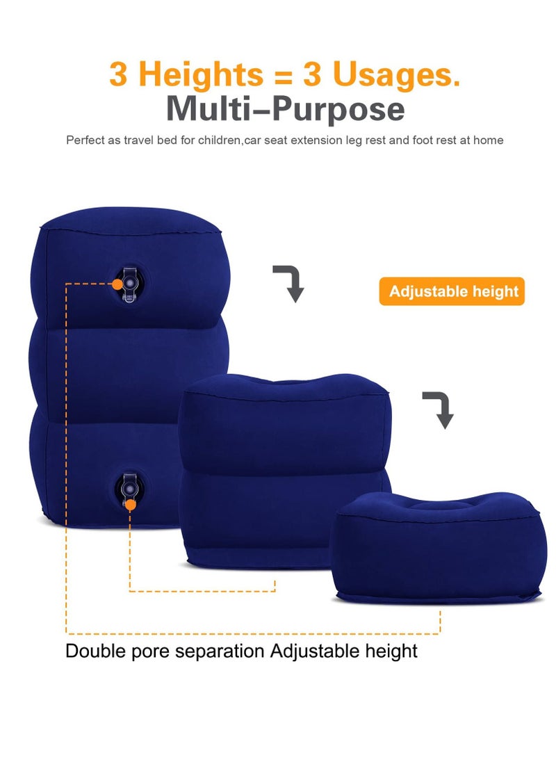 Arabest Inflatable Airplane Travel Pillow Adjustable Height Cushions for Kids to Sleep While Traveling Suitable for Office Home and Any Travel Blue 43x38x23cm  - Image 3