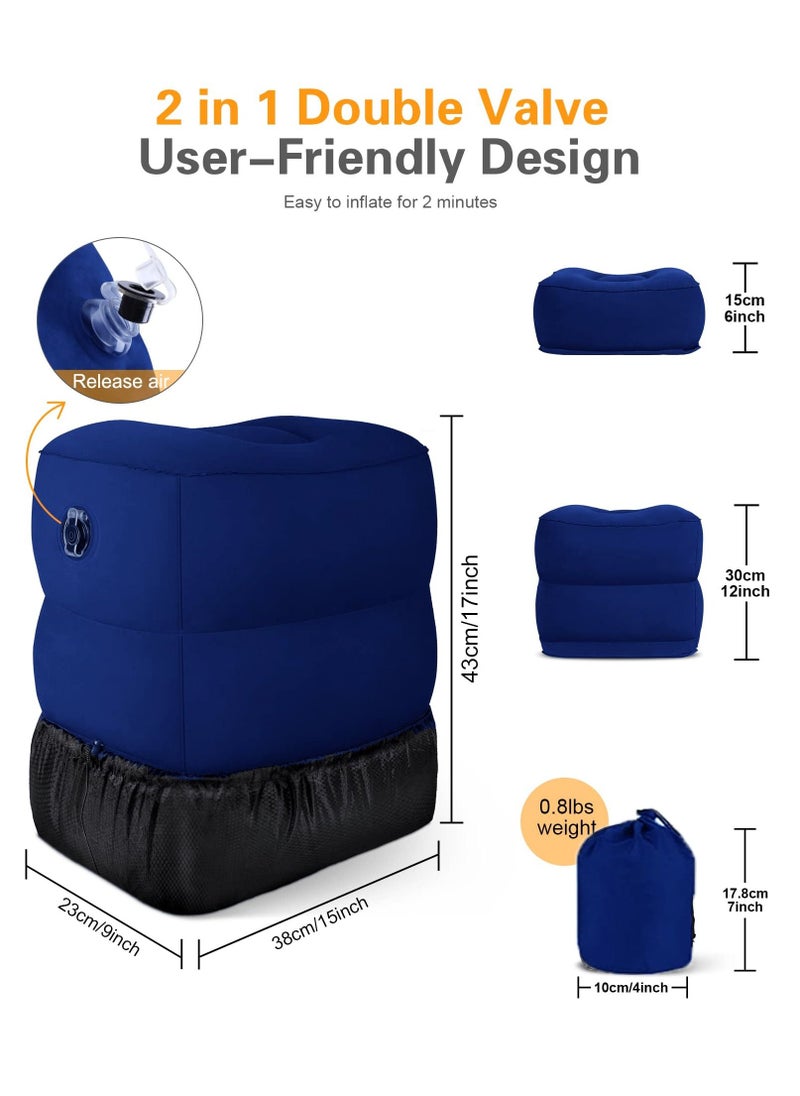 Arabest Inflatable Airplane Travel Pillow Adjustable Height Cushions for Kids to Sleep While Traveling Suitable for Office Home and Any Travel Blue 43x38x23cm  - Image 4