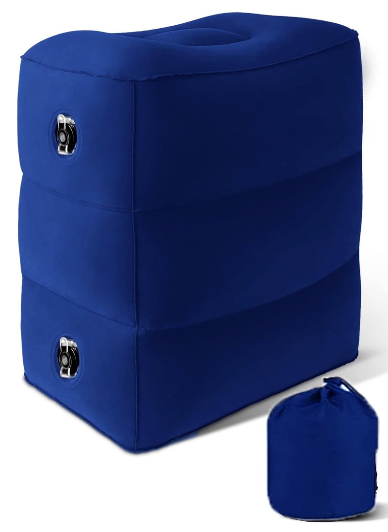 Arabest Inflatable Airplane Travel Pillow Adjustable Height Cushions for Kids to Sleep While Traveling Suitable for Office Home and Any Travel Blue 43x38x23cm  - Image 1