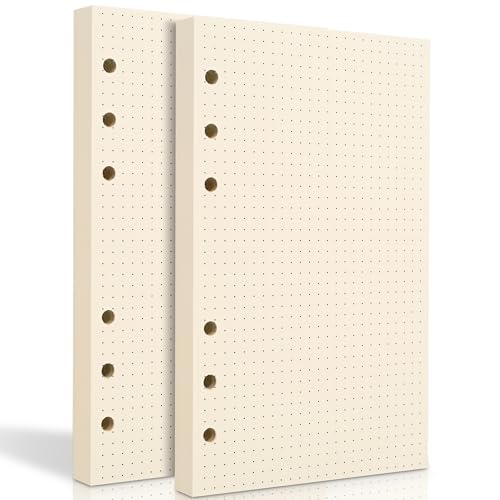 Tofun 2 Packs A6 Dot Grid Paper, 6 Hole Punched,A6 Dotted Refill Paper for Planner/Binders/Organizer, 6.7x4.2 Inch,80 Sheets,Beige,100GSM - Image 1
