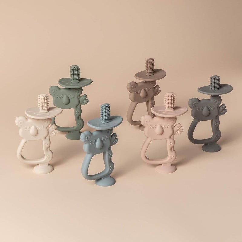 Moonkie Moonkie Teething Toy, Safe & Easy to Hold BPA Free Silicone Teethers, 360° Baby Toothbrush with Suction Base, Teether Toys Best for Babies 6-12 Months (Koala Warm Taupe) - Image 5