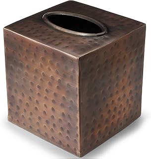 Monarch Abode Monarch Copper Finish Hand Hammered Metal Tissue Box Cover - Image 1