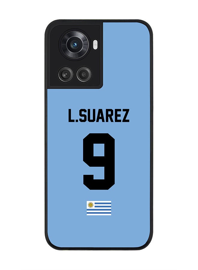 Stylizedd Rugged Black edge case for OnePlus 10R 5G/OnePlus Ace 5G Slim fit Soft Case Flexible Rubber Edges Anti Drop TPU Gel Thin Cover - Football Team - Uruguay  Player Name - L.Suarez - Image 1