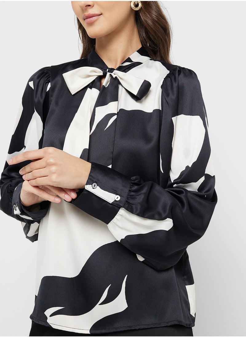 ONLY - Tie Detail Puff Sleeves Top - Image 1