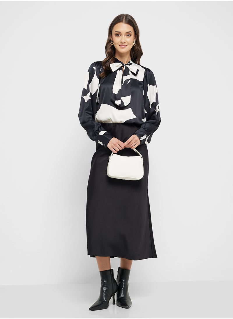 ONLY - Tie Detail Puff Sleeves Top - Image 1