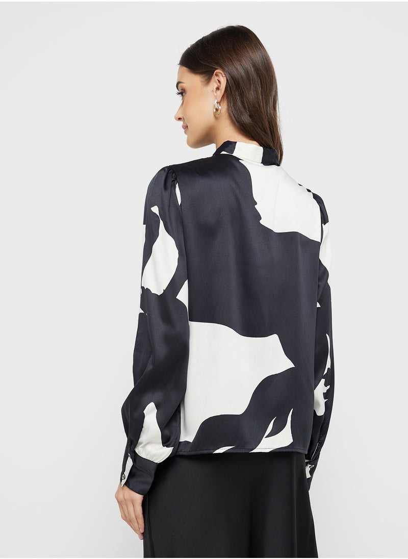 ONLY - Tie Detail Puff Sleeves Top - Image 1