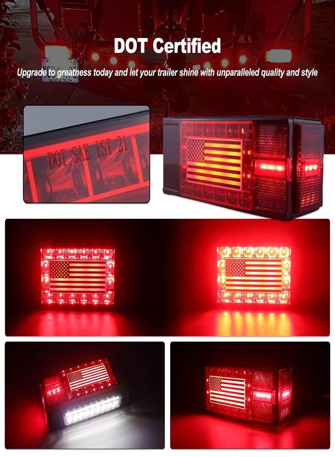 XtraGlow Submersible LED Trailer Light Kit Rectangle American Flag Designed 3rd Brake Lights Aluminum Alloy Base Stop Turn Tail Lights for 12V Trailer Boat Trucks Snowmobile - Image 2