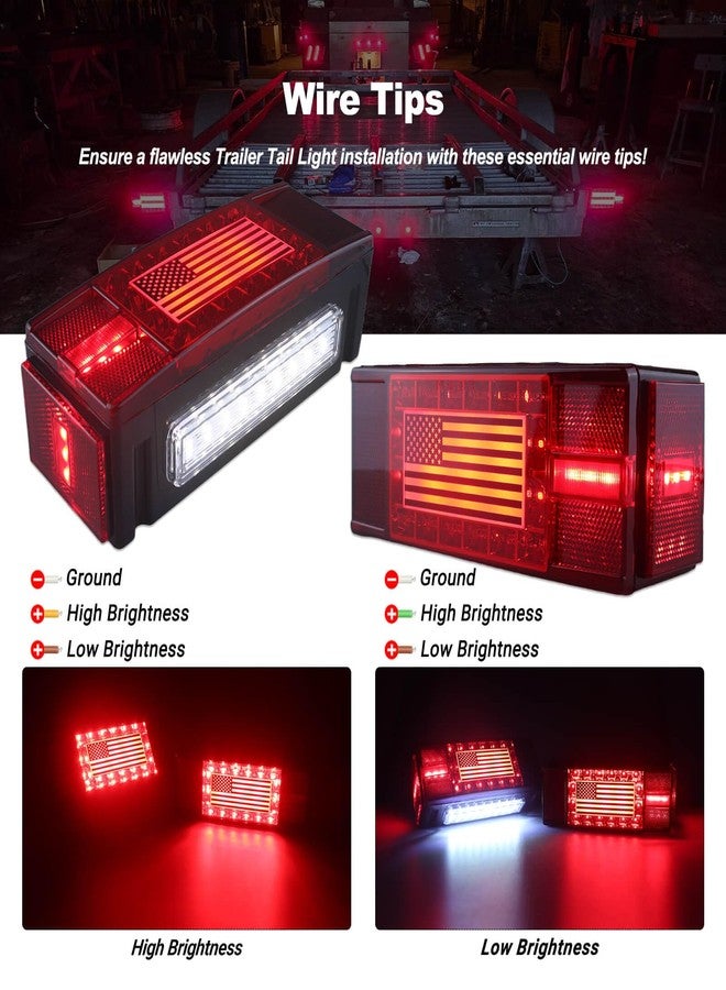 XtraGlow Submersible LED Trailer Light Kit Rectangle American Flag Designed 3rd Brake Lights Aluminum Alloy Base Stop Turn Tail Lights for 12V Trailer Boat Trucks Snowmobile - Image 5