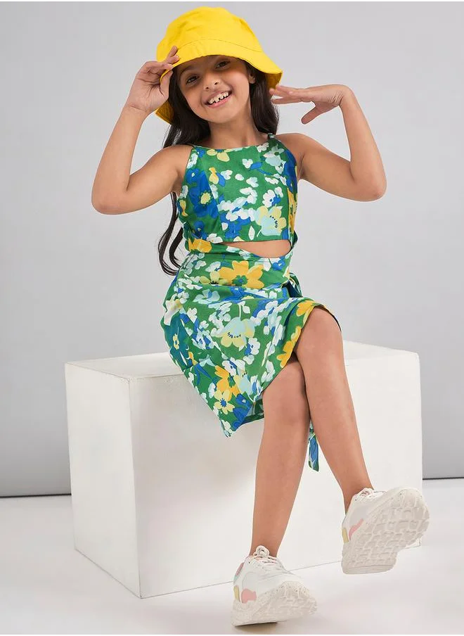 Stylo Bug Flower Print Cut-Out Detail Dress by Styli