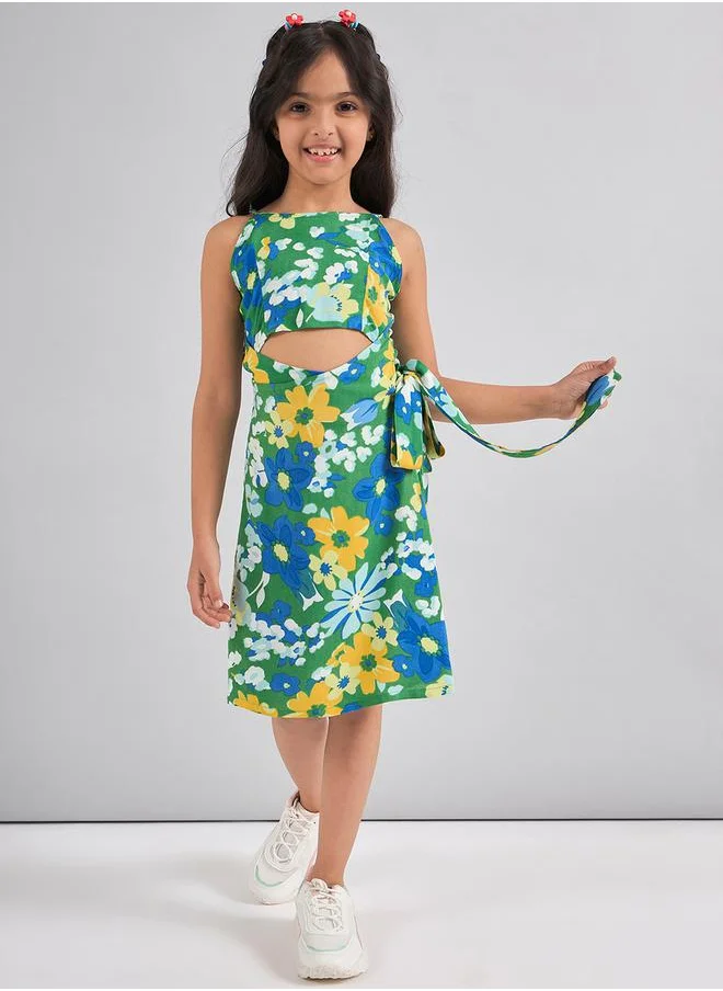 Stylo Bug Flower Print Cut-Out Detail Dress by Styli