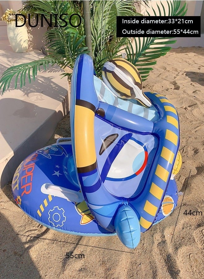 DUNISO Inflatable Kids Pool Float Swimming Ring with Sun Canopy, PVC Infant Pool Float with Safety Seat, Swimming Floats Seat Boat with Handles for Kids Baby - Image 3