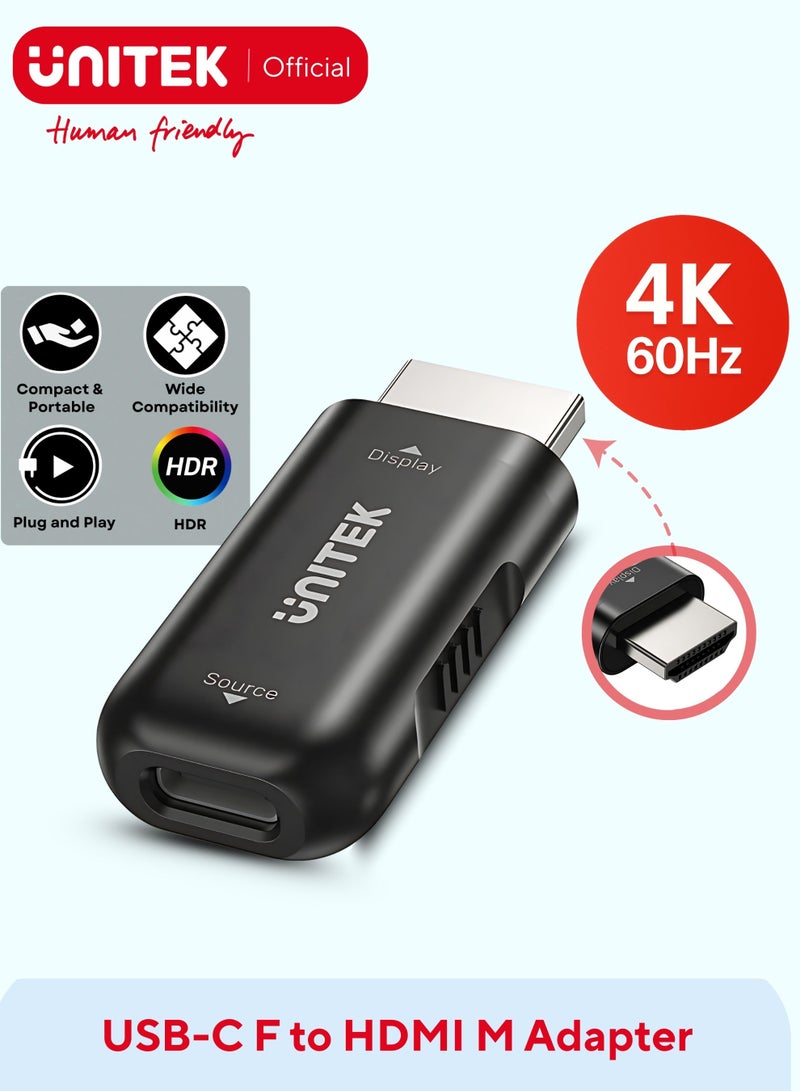 UNITEK محول USB-C أنثوي إلى HDMI ذكري 4K@60Hz، دعم HDR، محول عرض توصيل وتشغيل - Image 1