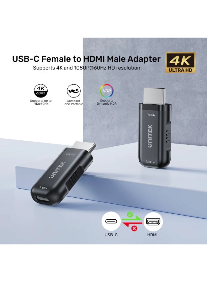 UNITEK محول USB-C أنثوي إلى HDMI ذكري 4K@60Hz، دعم HDR، محول عرض توصيل وتشغيل - Image 2