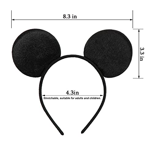 CHuangQi Mouse Ears Headband, Solid Black (Set of 12) - Image 3