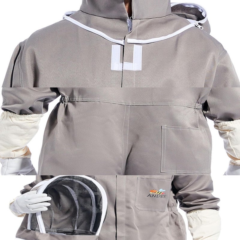 ANDES Beekeeper Suit for Men & Women - Universal Beekeeping Supplies | Bee Suits Attire with Veil &Sheepskin Gloves bee Suits for Sting Proof Large - Image 4
