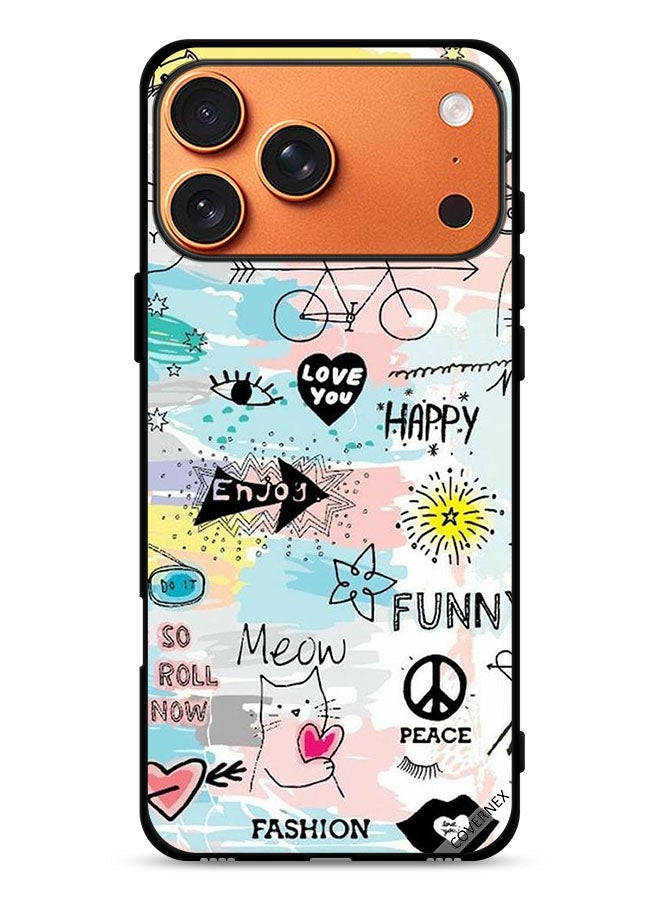 Covernex Apple iPhone 17 Pro Max Protective Case Cover Doodle Meow Enjoy - Image 1