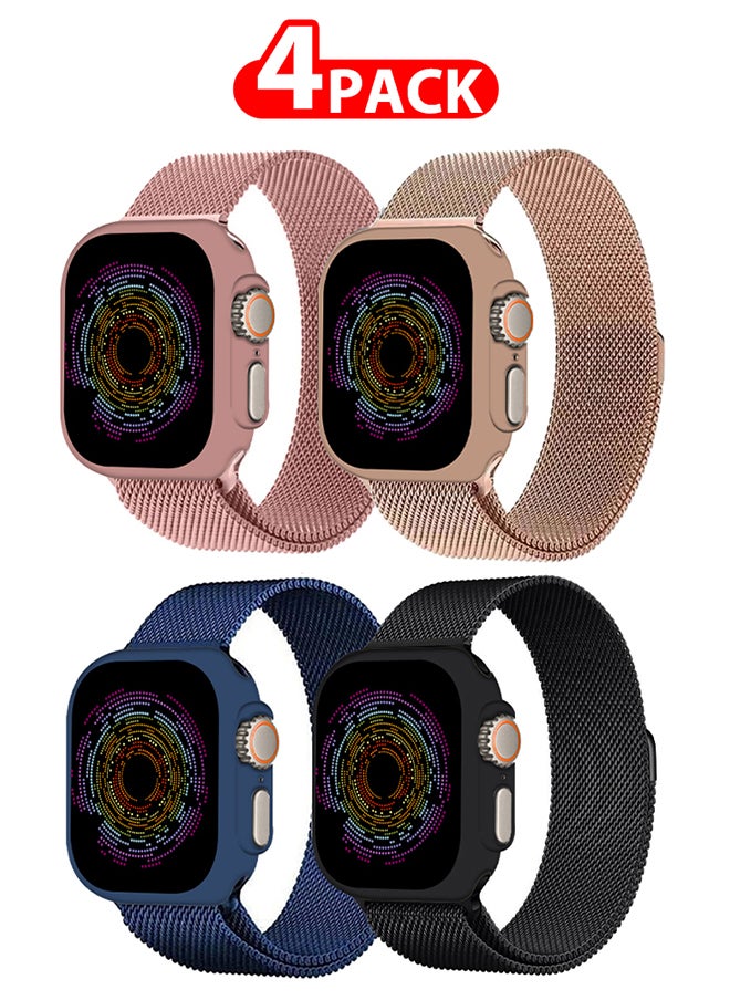 CATANES 4 Pack Stainless Steel Milanese Loop Compatible with Apple Watch Band 42mm 44mm 45mm 49mm men and women Mesh Loop Magnetic Clasp Replacement for iWatch Bands Ultra2/Ultra/Series 9 8 7 SE 6 5 4 3 2 1  - Image 1
