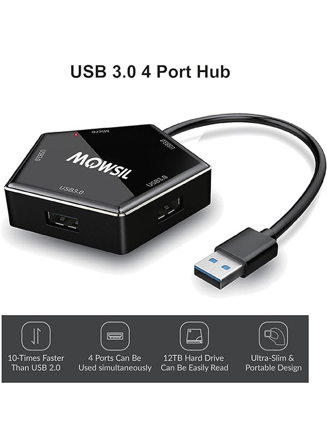 USB Hub 3.0, 4 Port Data USB Hub Extension USB Splitter for Laptop Portable USB A Hub Multi USB Port Expander for Windows PC,Surface Pro,MacBook Air,Mac Mini/Pro,XPS,Flash Drive with 1M Cable