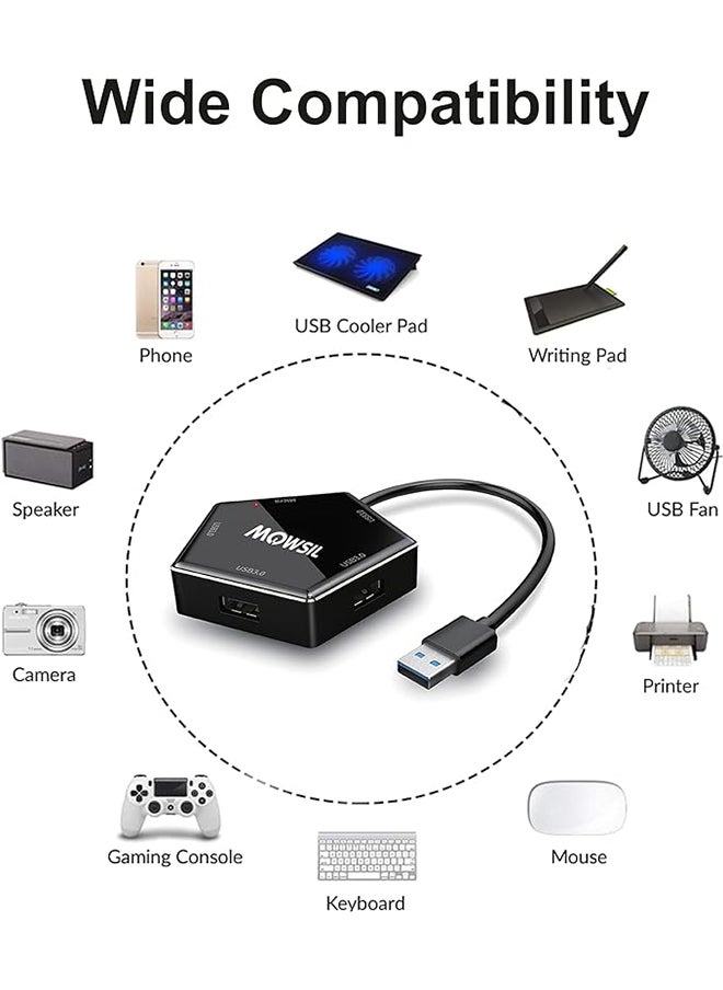 USB Hub 3.0, 4 Port Data USB Hub Extension USB Splitter for Laptop Portable USB A Hub Multi USB Port Expander for Windows PC,Surface Pro,MacBook Air,Mac Mini/Pro,XPS,Flash Drive with 1M Cable