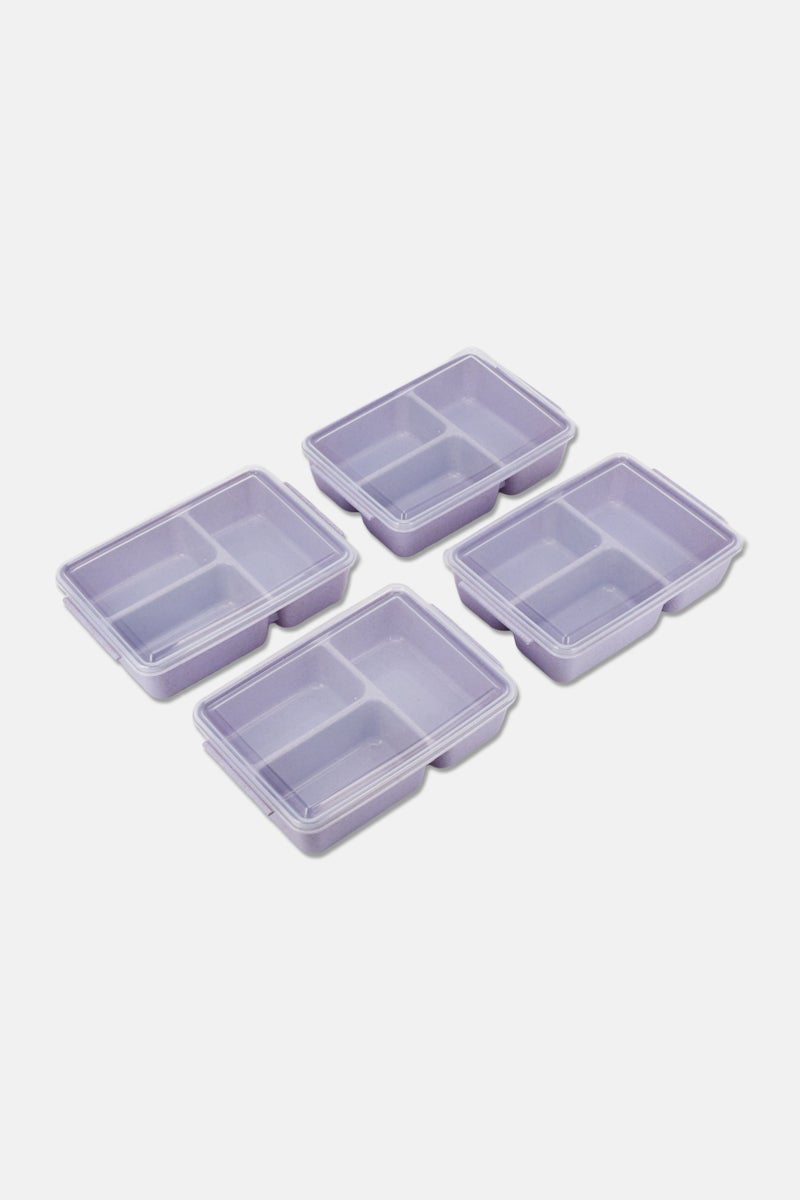 Core Kitchen 4 Piece 3 Section Wheat Fiber Storage Container, Light Purple - Image 2