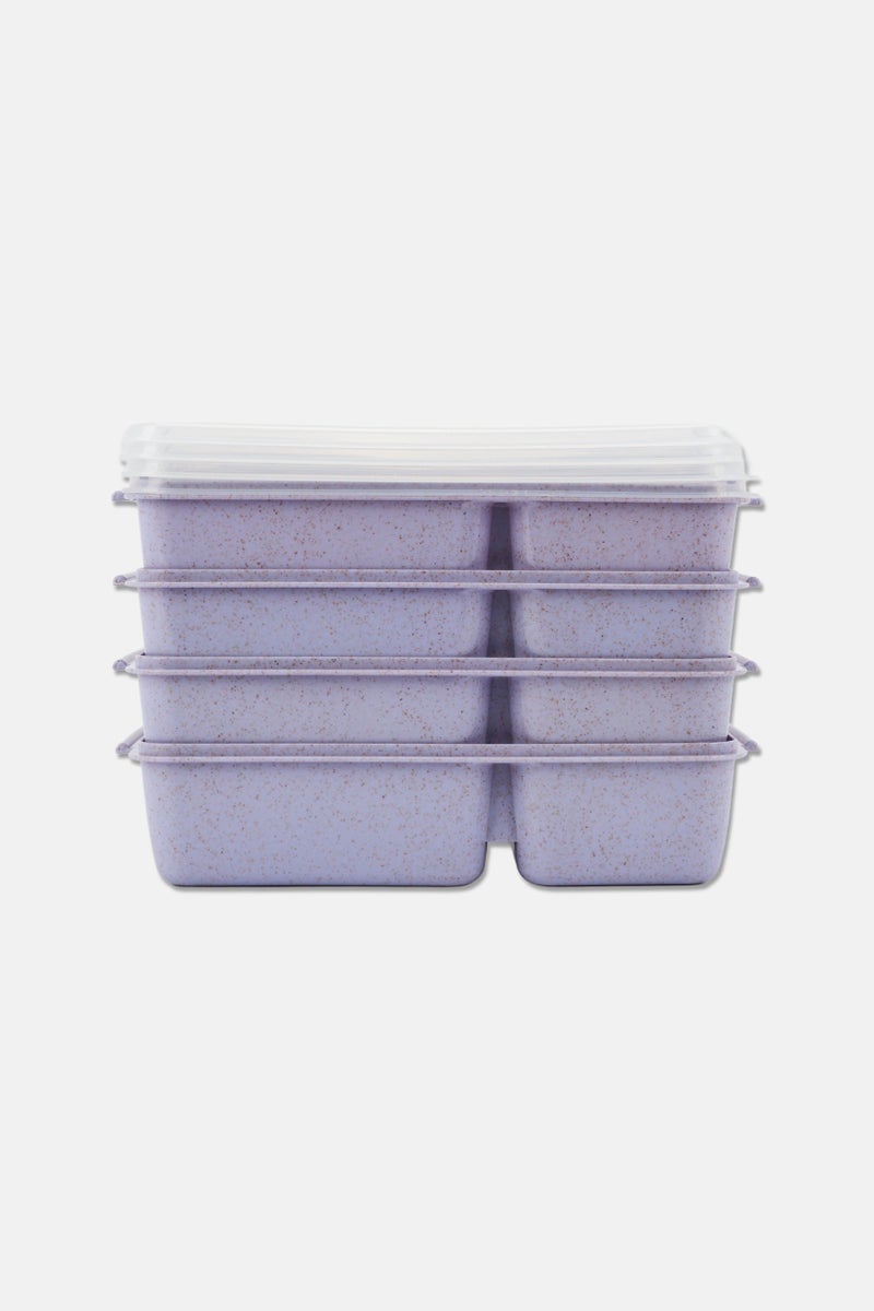 Core Kitchen 4 Piece 3 Section Wheat Fiber Storage Container, Light Purple - Image 1