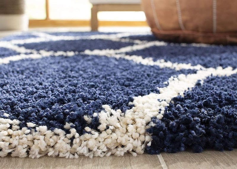 Nefity Polyester Shaggy Bedside Runner, Soft Indoor Modern Shaggy, Soft Rugs for- Living Room, Dinning Room, Office, Bedroom & Hallway Carpet Rugs (3X6 Feet Blue mandir) - Image 4