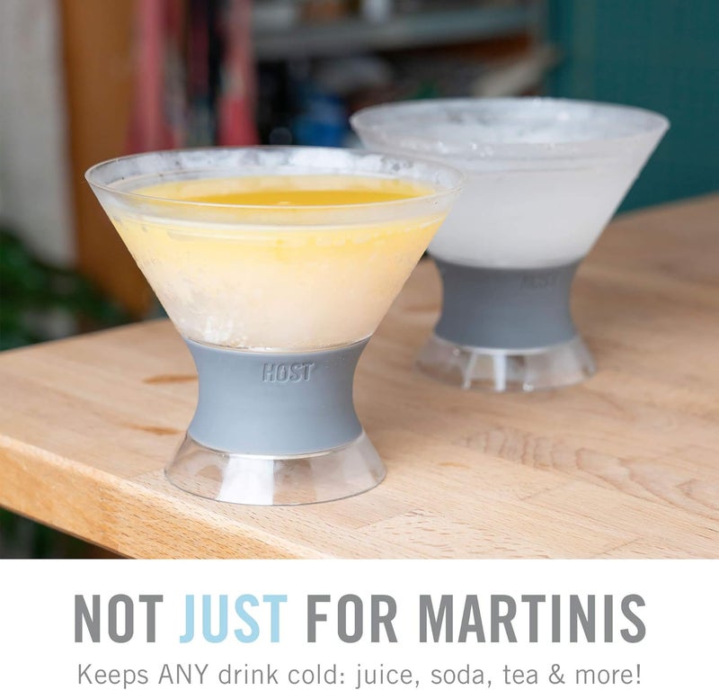Host Freeze Insulated Martini Cooling Cups, Plastic Freezer Gel Chiller Double Wall Stemless Cocktail Glass Set of 2, 9 oz, Grey - Image 5