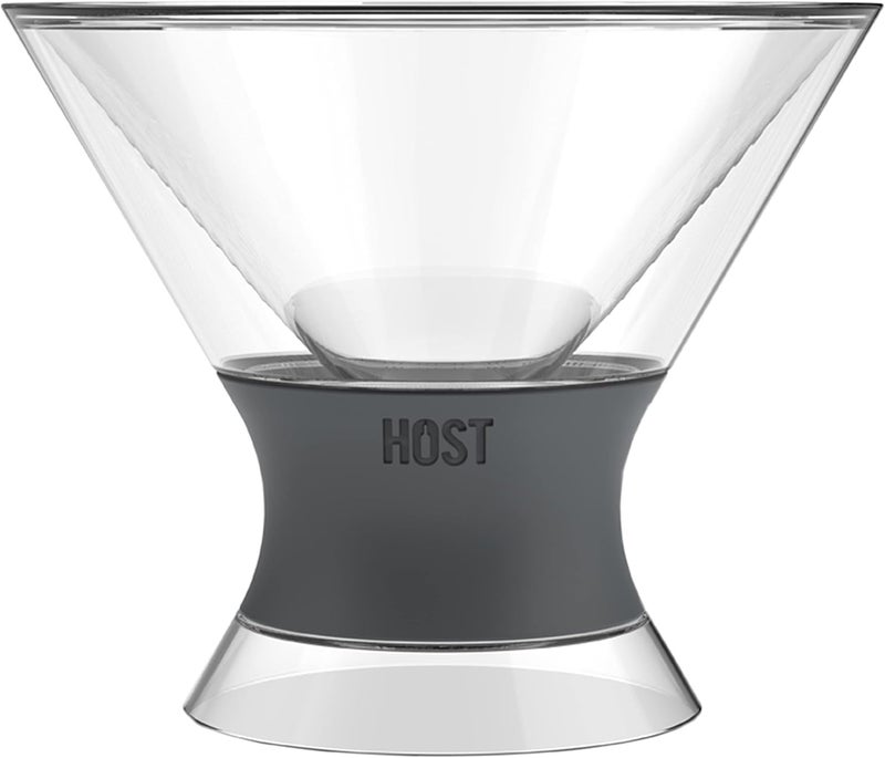 Host Freeze Insulated Martini Cooling Cups, Plastic Freezer Gel Chiller Double Wall Stemless Cocktail Glass Set of 2, 9 oz, Grey - Image 4