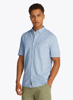 TOMMY JEANS Regular Fit Seersucker Stripe Short Sleeve Shirt  - Image 1