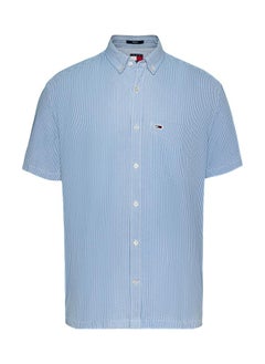 TOMMY JEANS Regular Fit Seersucker Stripe Short Sleeve Shirt  - Image 5
