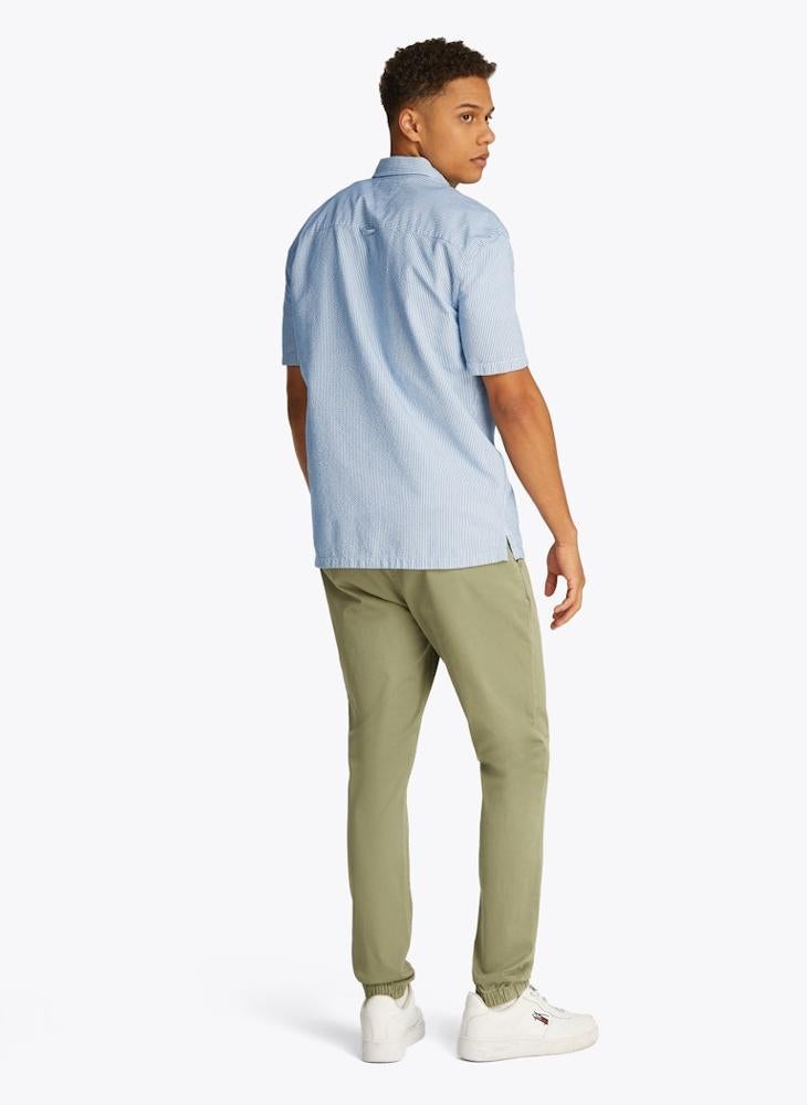 TOMMY JEANS Regular Fit Seersucker Stripe Short Sleeve Shirt  - Image 2