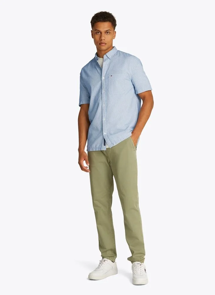 TOMMY JEANS Regular Fit Seersucker Stripe Short Sleeve Shirt