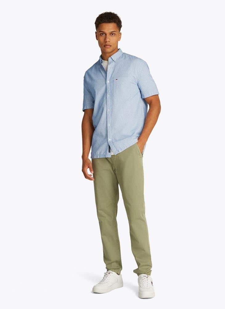 TOMMY JEANS Regular Fit Seersucker Stripe Short Sleeve Shirt  - Image 4
