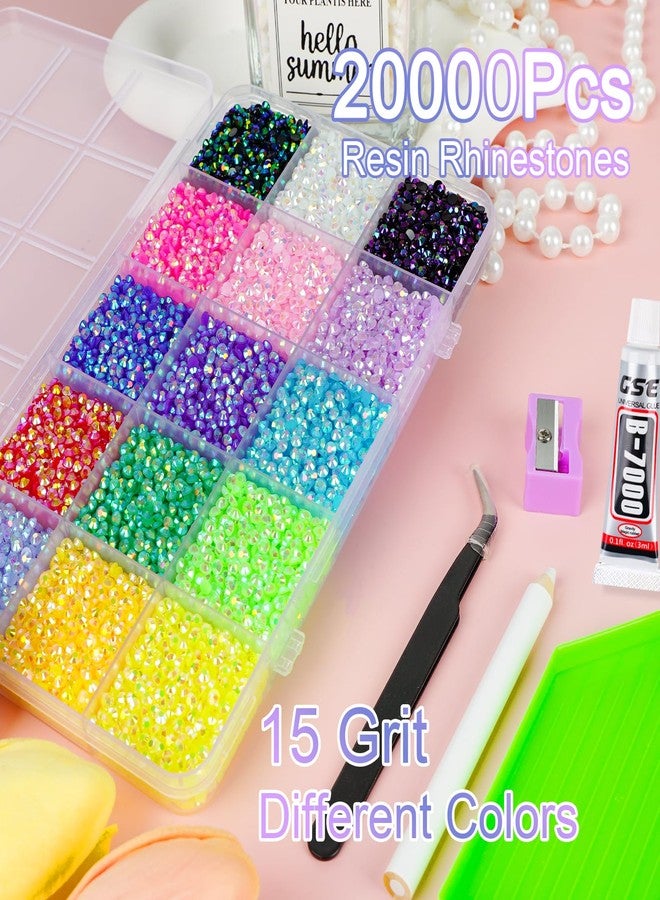 Canvalite 18000PCS Nail Rhinestones for Crafting, Multicolor 3mm Flatback Rainbow Gems, Bedazzling Crystal with 4Pcs 2.5g Jewelry Glue for DIY Crafts Clothing Shoes Nail Art,Stocking Stuffers Gifts - Image 2