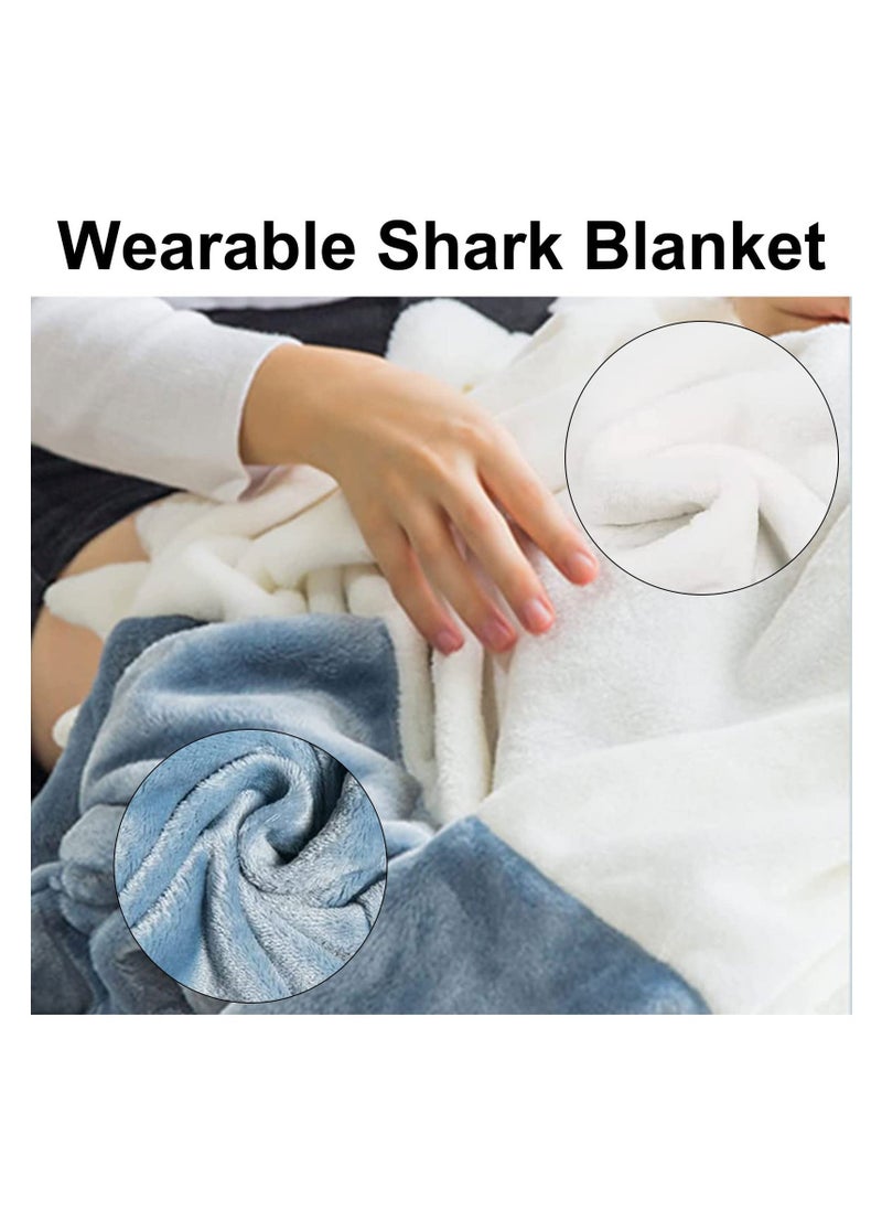 Super Soft Cozy Shark Blanket Hoodie for Adults and Children - Wearable Shark Onesie Blanket Sleeping Bag - Cosplay Shark Costume - Perfect Shark Gift for Shark Lovers - Image 3