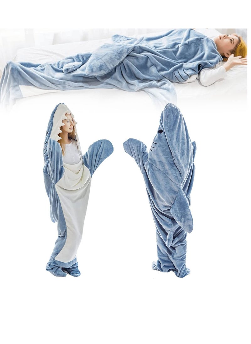 Super Soft Cozy Shark Blanket Hoodie for Adults and Children - Wearable Shark Onesie Blanket Sleeping Bag - Cosplay Shark Costume - Perfect Shark Gift for Shark Lovers - Image 1