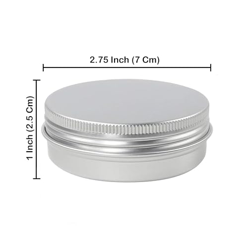 STORE 2508 12 Pcs Small Aluminium Tin Cans, Silver Round Tin Box Containers with Screw Lid, Empty Metal Travel Container Tin Jars for Make Up, Candles, Jewellery 7x2.5 Cm (Silver 12 Pcs) - Image 3
